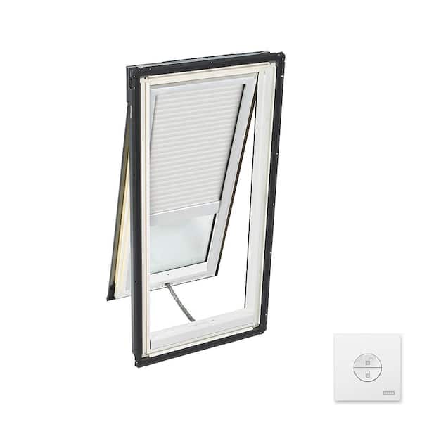VELUX 21 in. x 37-7/8 in. Solar Powered Venting Deck Mount Skylight with Laminated Low-E3 Glass & White Light Filtering Blind