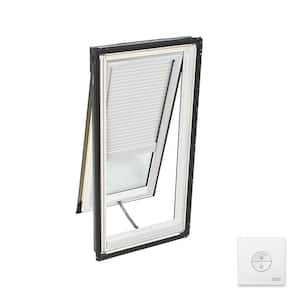 21 in. x 45-3/4 in. Solar Powered Venting Deck Mount Skylight with Laminated Low-E3 Glass & White Light Filtering Blind