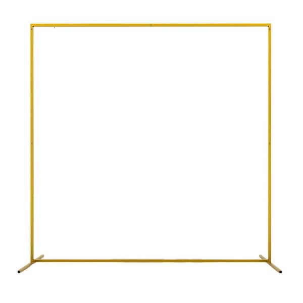 Square Metal Wedding Arch Backdrop Stand 6.6 ft. x 6.6 ft. Gold Balloon Frame for Ceremony Party Decoration Events