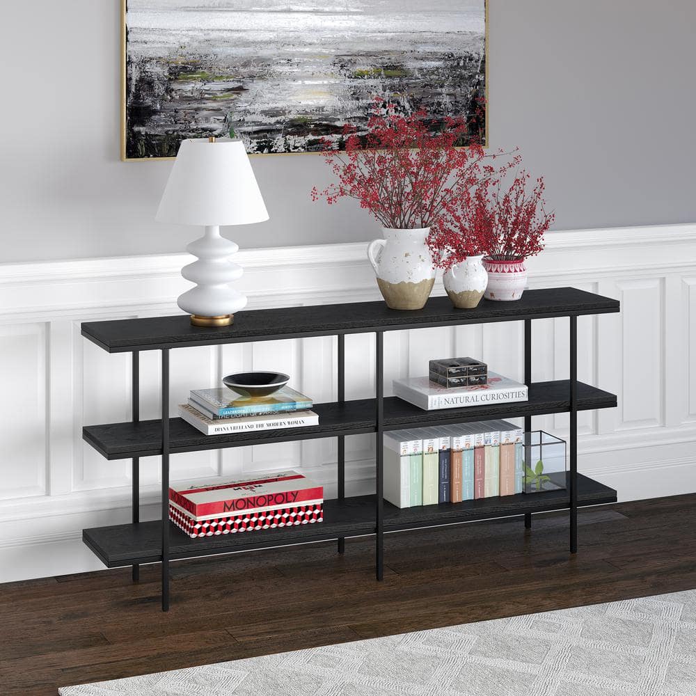Harper 64'' Black Grain Console Table with Storage