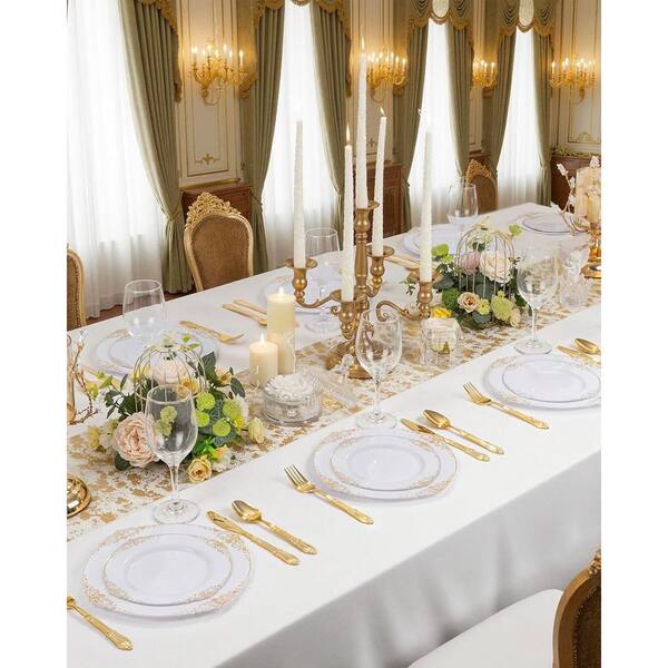 Anqtovp Gold Disposable Plastic Forks and Sporks (300 Per Case