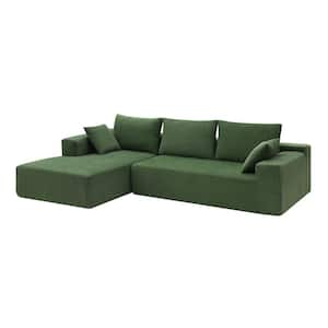 109 in. 2-Piece L Shaped Chenille Modern Sectional Sofa in Green