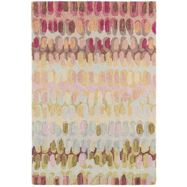 Paint Chip Hand Micro Hooked Wool Pastel 6 ft. x 9 ft. Indoor Area Rug