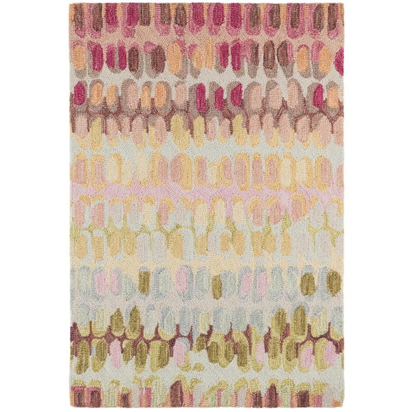 Paint Chip Hand Micro Hooked Wool Pastel 8 ft. x 10 ft. Indoor Area Rug