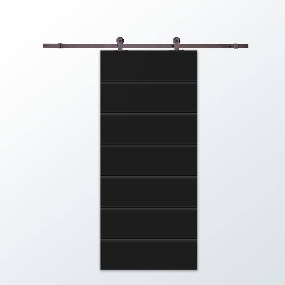 24 in. x 84 in. Black Painted Composite MDF Paneled Interior Sliding Barn Door with Hardware Kit price history on PriceWatchPro