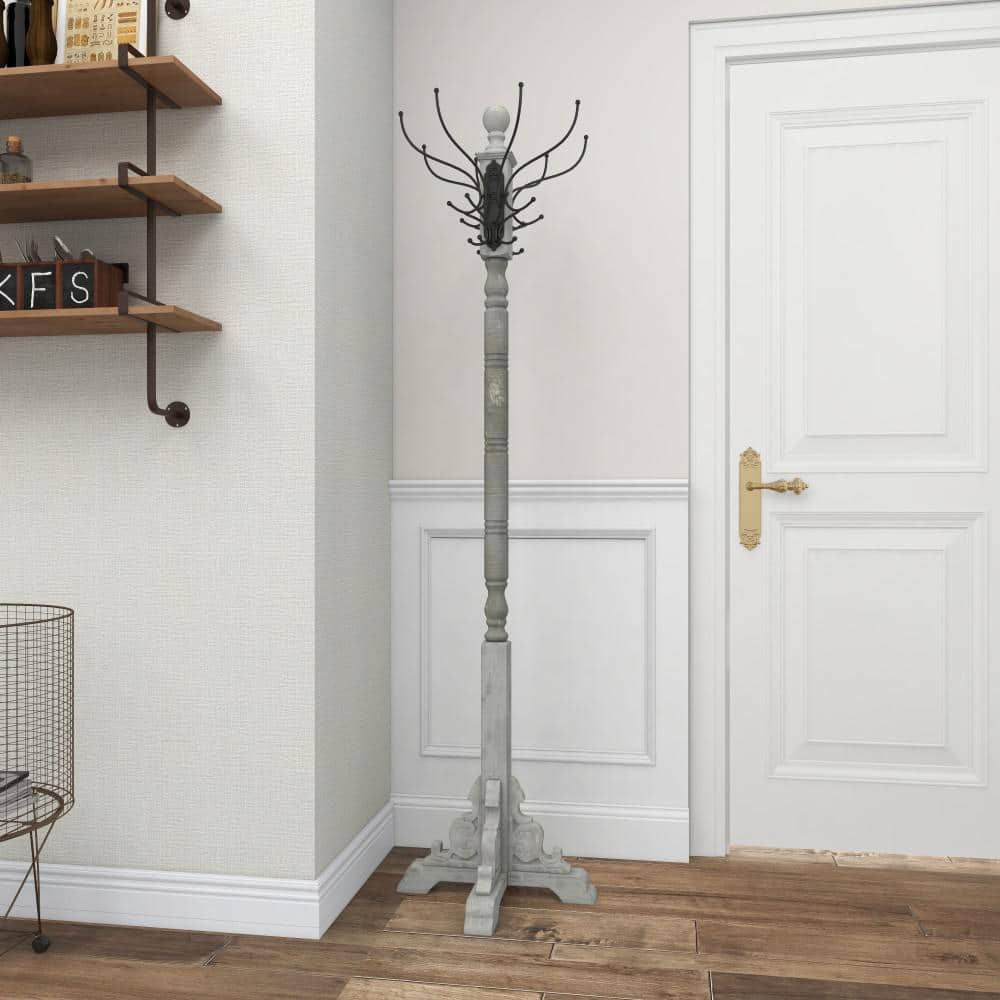 Rustic Freestanding Coat Rack Gray - Olivia & May: Hat Stand, No Assembly Required