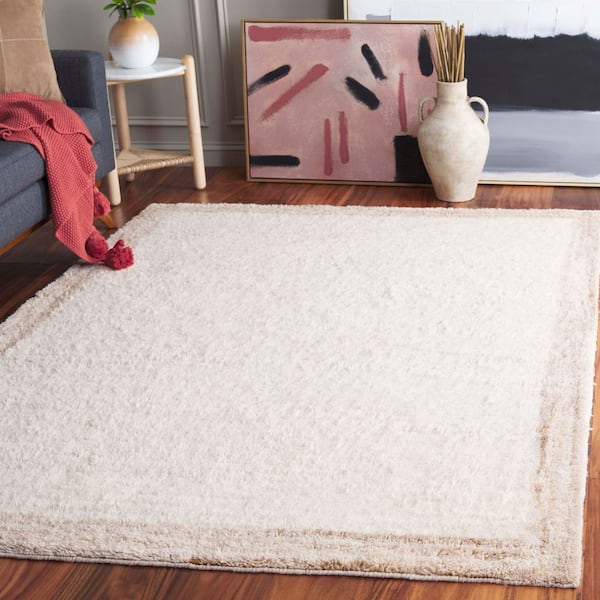 Vermont 5 ft. x 8 ft. Ivory/Beige Minimalist Framed Solid Area Rug