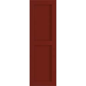 12 in. x 50 in. PVC True Fit Two Equal Flat Panel Shutters Pair in Pepper Red