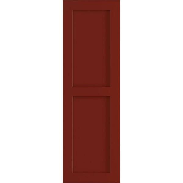 Ekena Millwork 15 in. x 30 in. PVC True Fit Two Equal Flat Panel Shutters Pair in Pepper Red