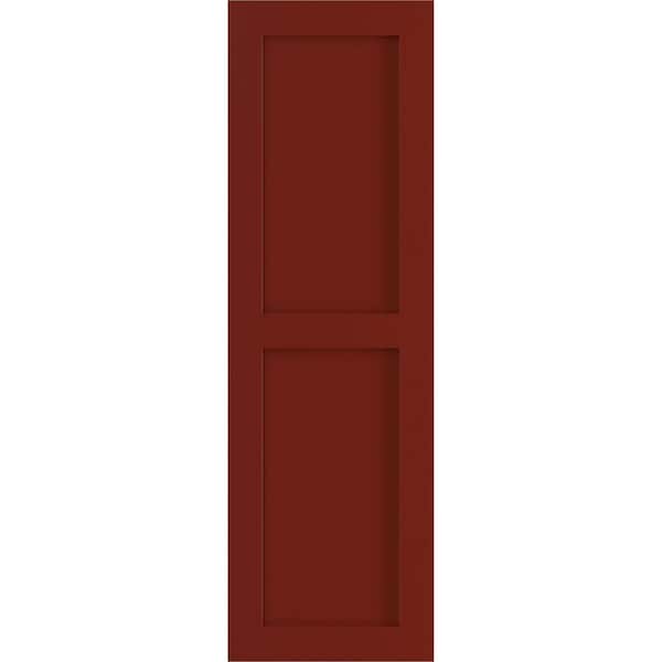 Ekena Millwork 15 in. x 50 in. PVC True Fit Two Equal Flat Panel Shutters Pair in Pepper Red