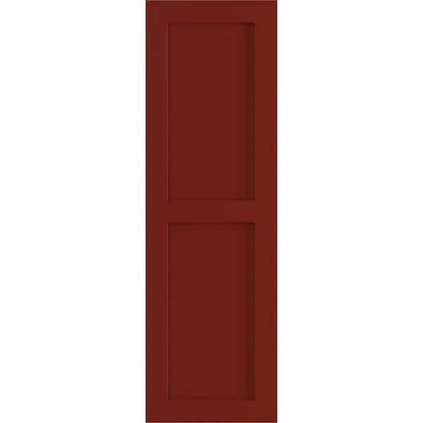Ekena Millwork 18 in. x 58 in. PVC True Fit Two Equal Flat Panel Shutters Pair in Pepper Red