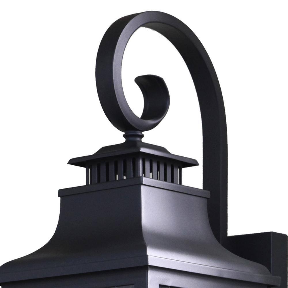 Black Metal Lantern Sconce with Seeded Glass Shade