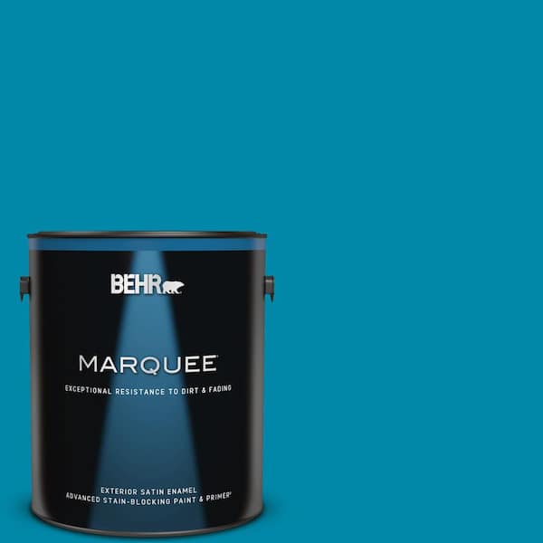 BEHR MARQUEE 1 gal. #P490-6 Hacienda Blue Satin Enamel Exterior Paint & Primer