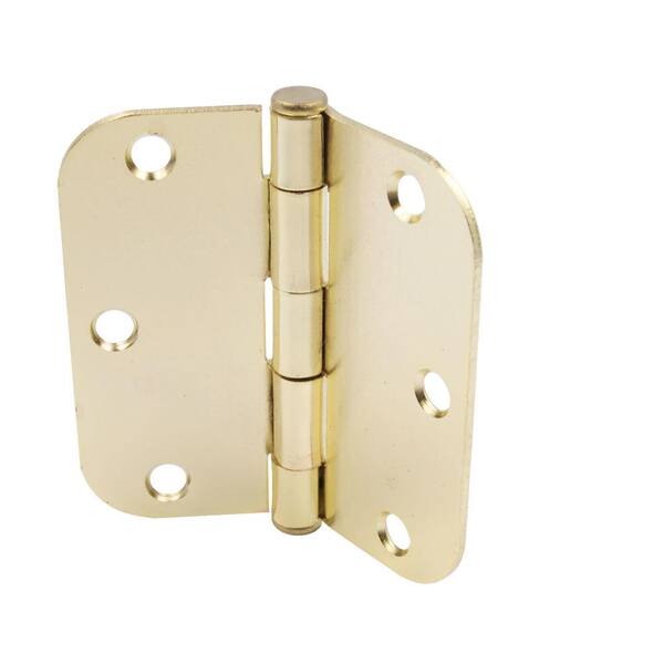 Everbilt 3-1/2 in. x 5/8 in. Radius Bright Brass Squeak-Free Door Hinge ...