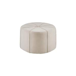 Aberdeen Cream Polyester Oval Accent 48.5 in. W x 32.5 in. D x 18 in. H Ottoman