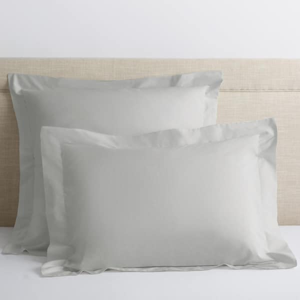 The Company Store Legends Hotel Organic Pearl Gray Solid 300-Thread Count Cotton Percale Standard Sham