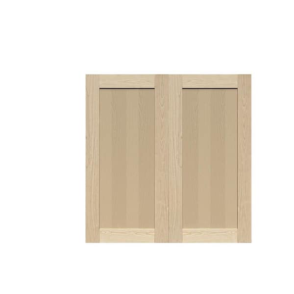 LIFEART CABINETRY Lancaster Shaker Assembled 27 in. x 36 in. x 12 in. Wall Cabinet with 2-Doors in Natural Wood
