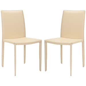 Karna Cream Bonded Leather Dining Chair (Set of 2)