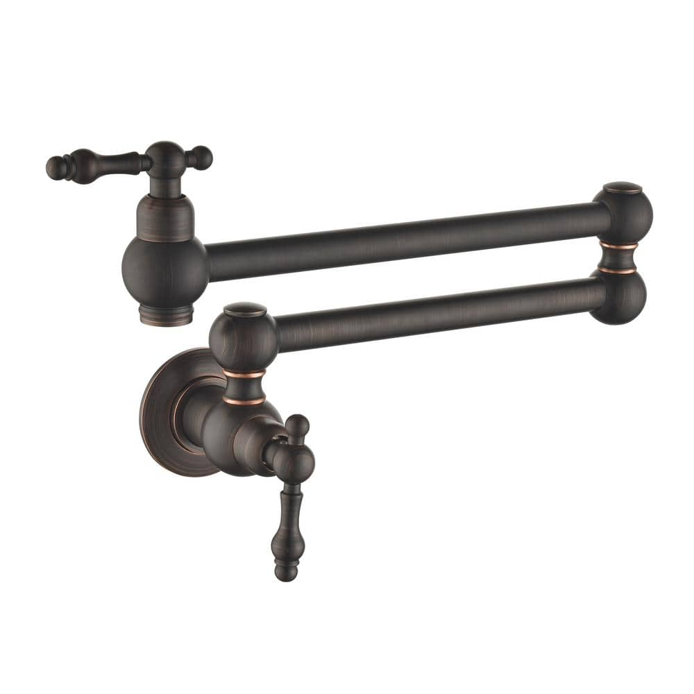 Tomfaucet Double Handle Wall Mount Pot Filler in Oil Rubbed Bronze ...