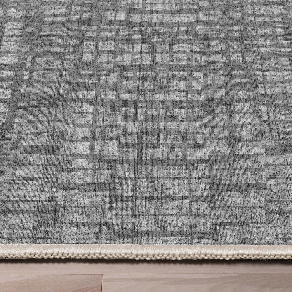 Gray Abstract Geometric Flat-Weave Area Rug 5'3" x 7'3"