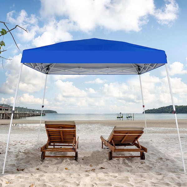 COOS BAY 10 ft. x 10 ft. Blue Slant Leg Pop-up Canopy with Wheeled Bag, Height-Adjustable Event Tent