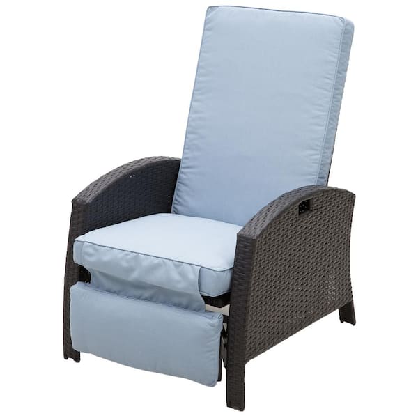 Outsunny Coffee Recliner Plastic Rattan, Outsunny Outdoor Rattan Recliner Chair With Cushion