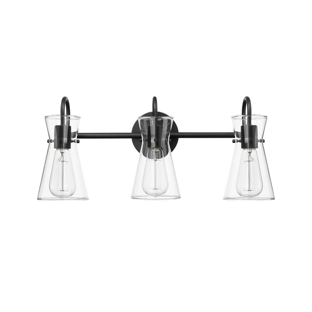 Camellia 22 in. 3-Light Matte Black Vanity-Light Clear price history on PriceWatchPro