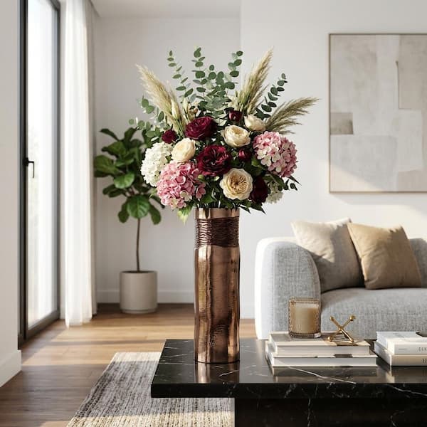 18 in. Bronze Glass Textured Enamel Decorative Vase
