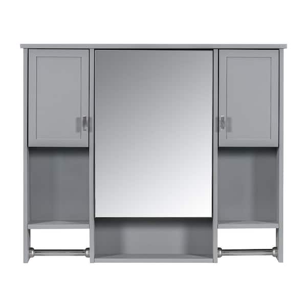 AULEDIO 35 in W x 6.7 in D x 28.7 in H in Bathroom Storage Wall Cabinet in Grey