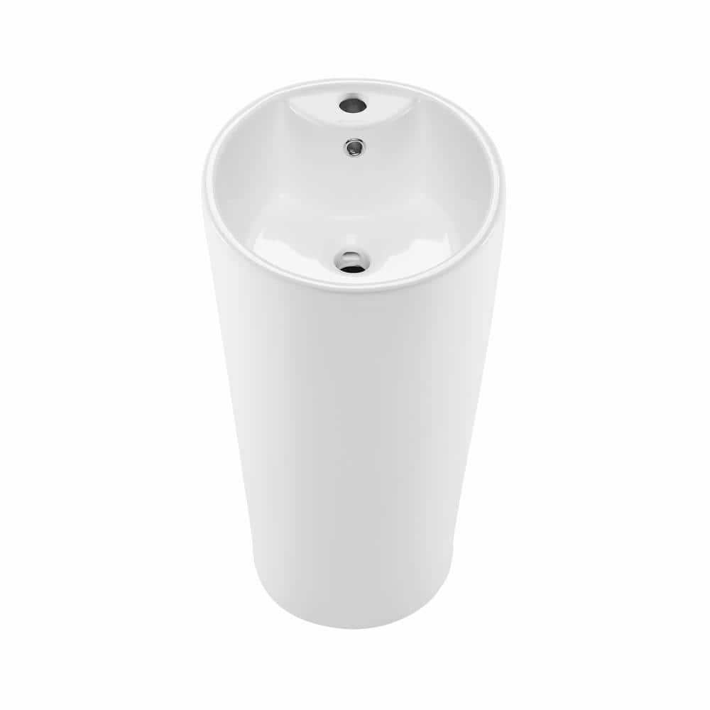 Glossy White Monaco 33.5" Ceramic Pedestal Bathroom Sink