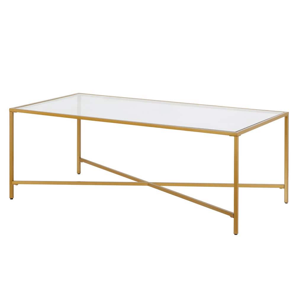Henley Rectangular Brass Finish Coffee Table with Glass Top