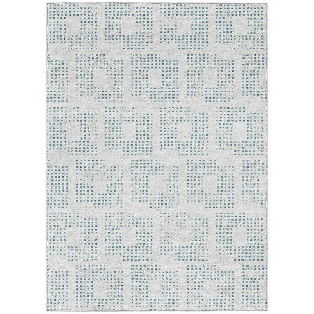 Eleanor 8 ft. x 10 ft. Grey Geometric Indoor/Outdoor Washable Area Rug