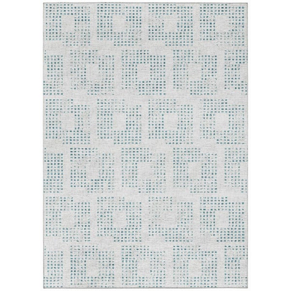 Addison Rugs Eleanor Grey 3 ft. x 5 ft. Geometric Indoor/Outdoor Washable Area Rug