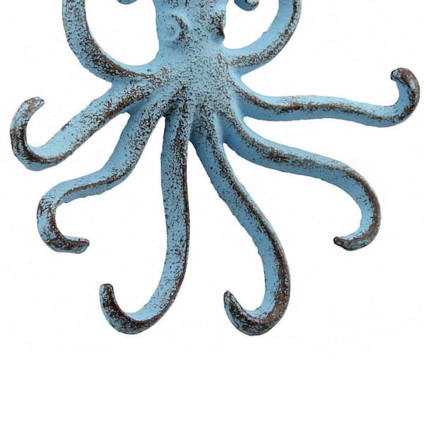 Stonebriar Collection 6 in. Blue Cast Iron Octopus Wall Hook SB