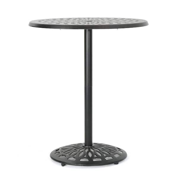 Copper Round Cast Aluminum Bar Height Outdoor Bistro Table with Extension Durable Construction