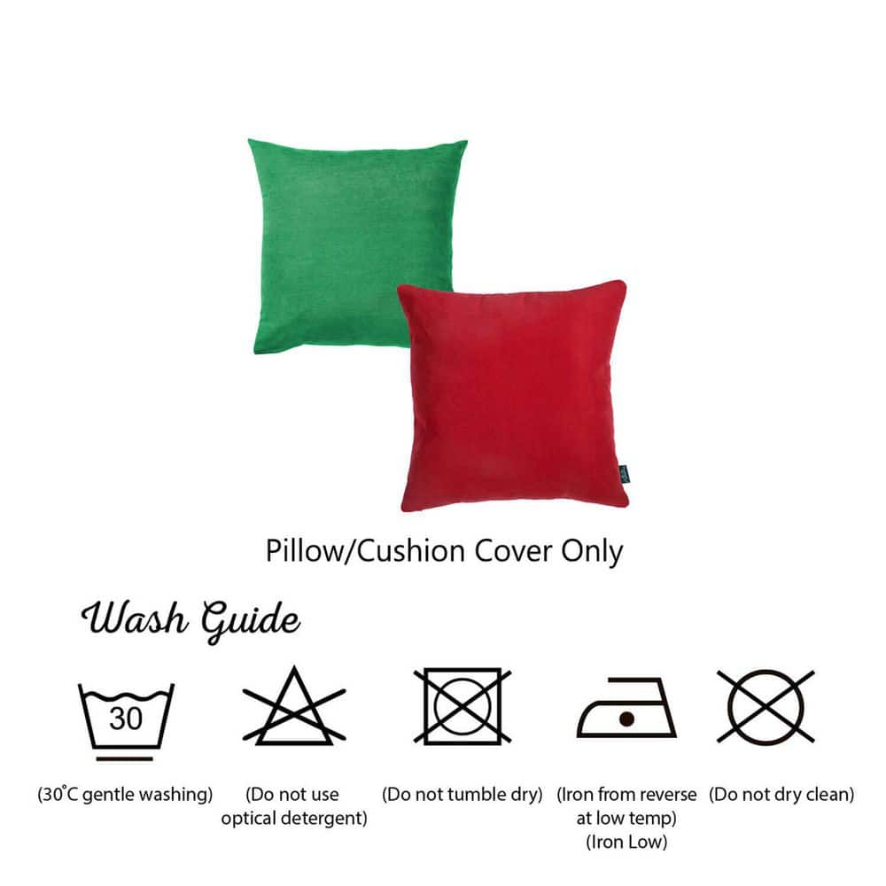 Festive Red and Green Polyester Euro Throw Pillow Set