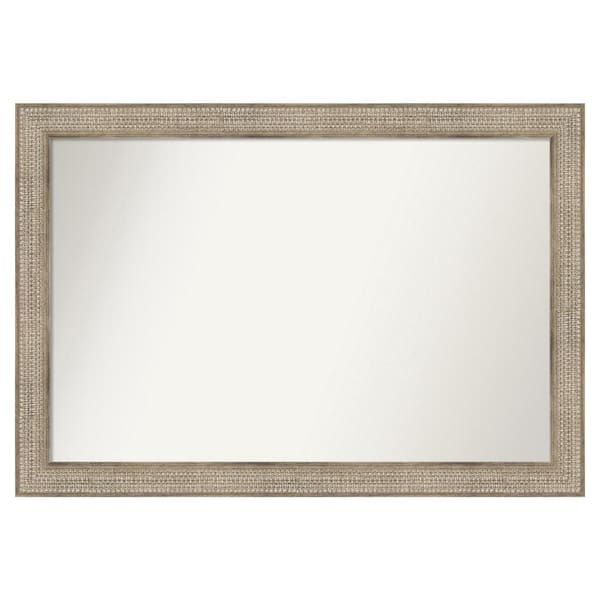 Amanti Art Trellis Silver 52 in. x 36 in. Custom Non-Beveled Wood Framed Bathroom Vanity Wall Mirror