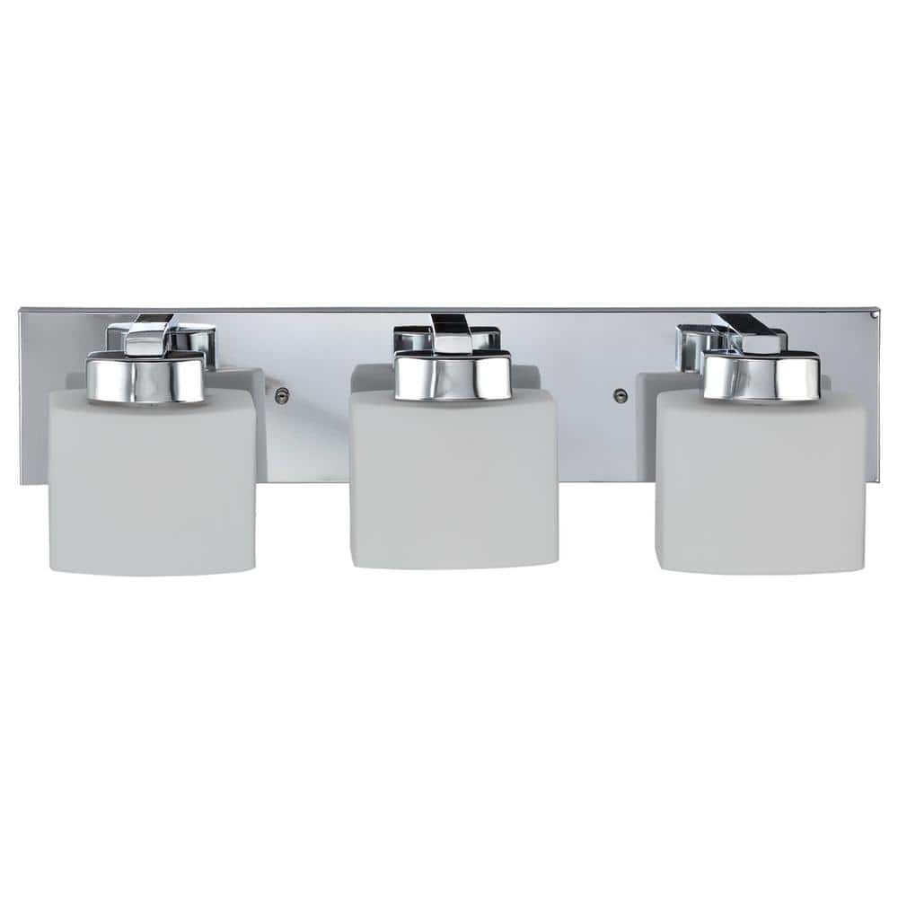Dove Creek 24" Polished Chrome Vanity Light with Frosted Glass Shades