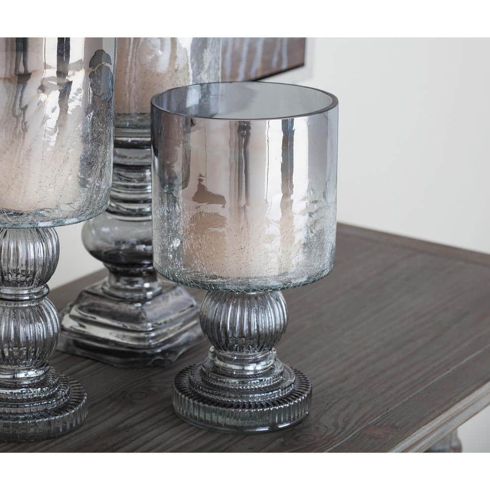 Black Glass Traditional Hurricane Lamp with Smoked Finish
