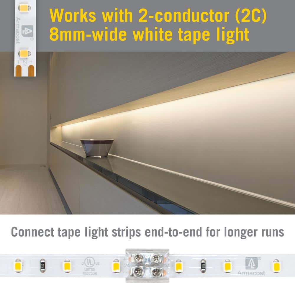 Clear 2-Pin LED Strip Light Screw Splice Connectors (6-Pack)