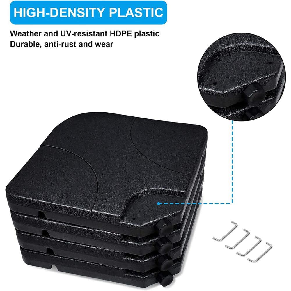 Black Heavy Duty Plastic 4-Piece Patio Umbrella Base