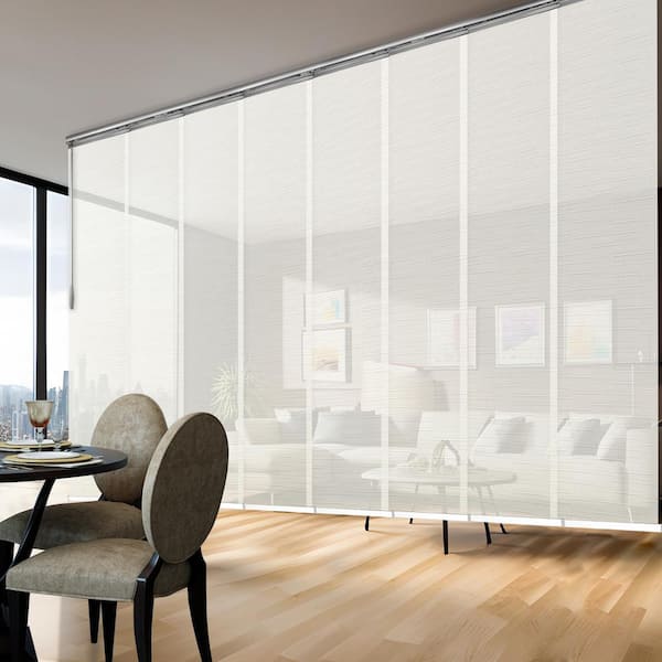 EMOH Ornate Ash 130 in. to 175 in. W x 94 in. L Adjustable 8-Panel Satin Nickel Double Rail Panel Track with 23.5 in. Slates