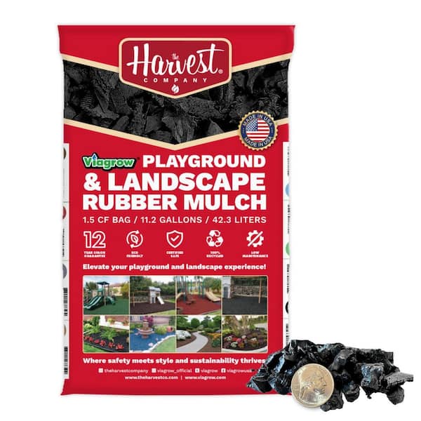 Viagrow 1.5 cu. ft. / 42.3 L Black Rubber Mini-Nuggets Bagged Mulch for Landscape and Playground (1-Pack)