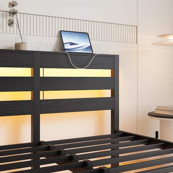 sumyeg Black Metal Frame Full Size Platform Bed Frame with