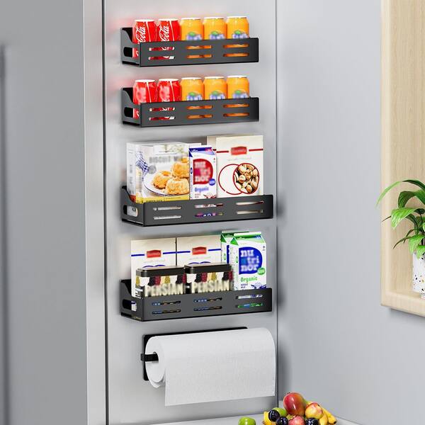 JFVKAF Magnetic Mount Black Matte Finish 3-Pack Refrigerator Spice