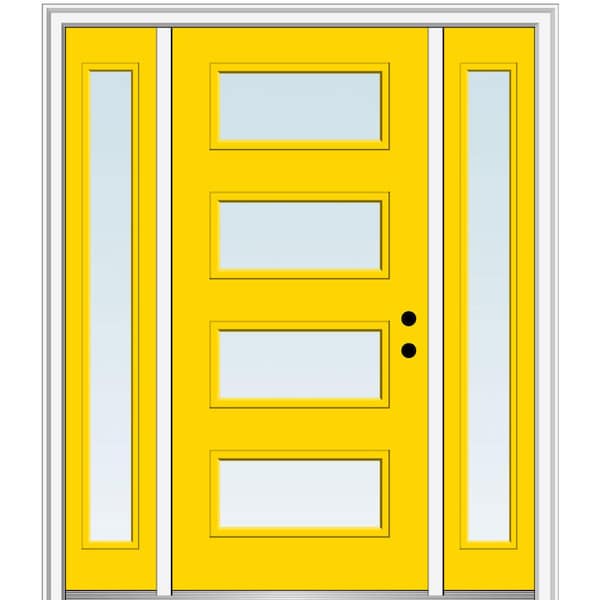 MMI Door 68.5 in. x 81.75 in. Celeste Left-Hand Inswing 4-Lite Clear Low-E Painted Fiberglass Prehung Front Door with Sidelites