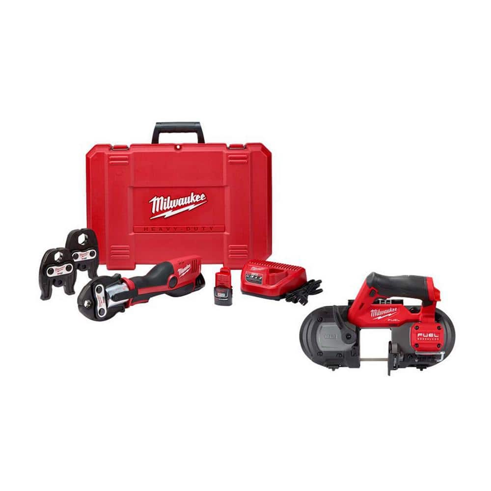 Milwaukee M12 12-Volt Lithium-Ion Force Logic Cordless Press Tool Kit with M12  FUEL Bandsaw (2-Tool) 2473-22-2529-20 The Home Depot
