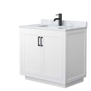 Miranda 36 in. W Single Bath Vanity in White with Marble Vanity Top in White Carrara with White Basin