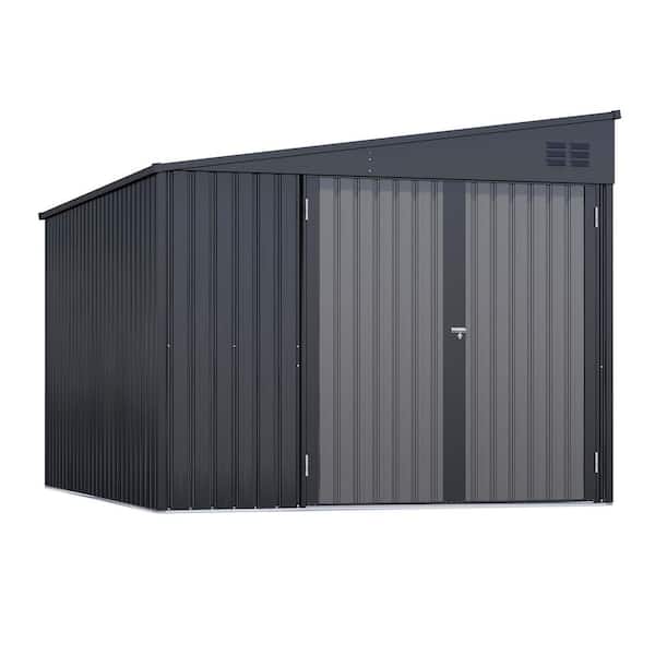 10 ft. W x 8 ft. D Metal Storage Shed with 2-Doors for Backyard Garden in Dark Gray (80 sq. ft.)