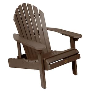 Hamilton Weathered Acorn Folding and Reclining Plastic Adirondack Chair